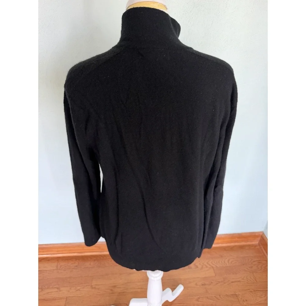 Banana Republic Men's Black Wool Blend Sweater Sz L 1/4 Zip & Snap Pullover‎